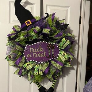 Halloween Witch Wreath - Purple and Green